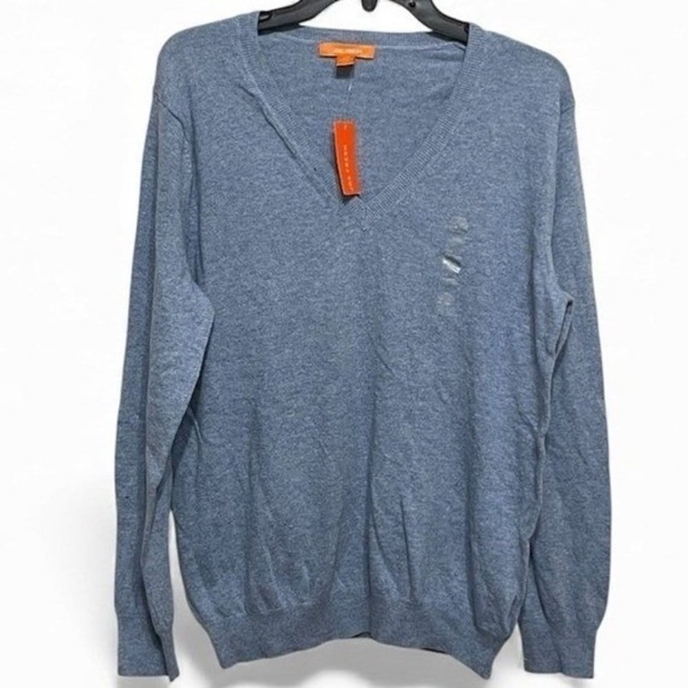 NWT Joe Fresh Cashmere Blend V-Neck Sweater Light Blue LS Men's‎ Casual Knit
